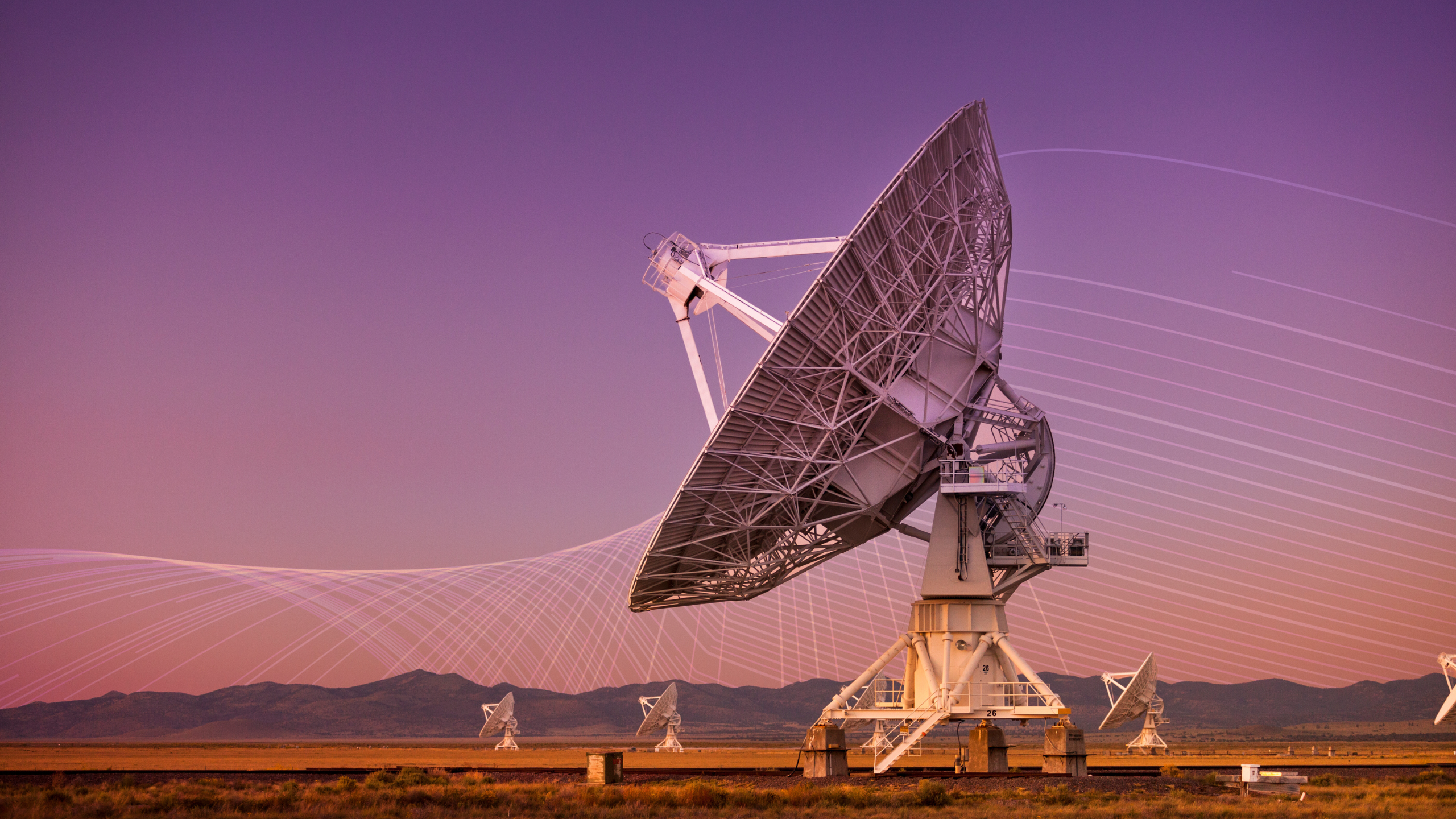 Radio antenna dishes of a Very Large Array radio telescope