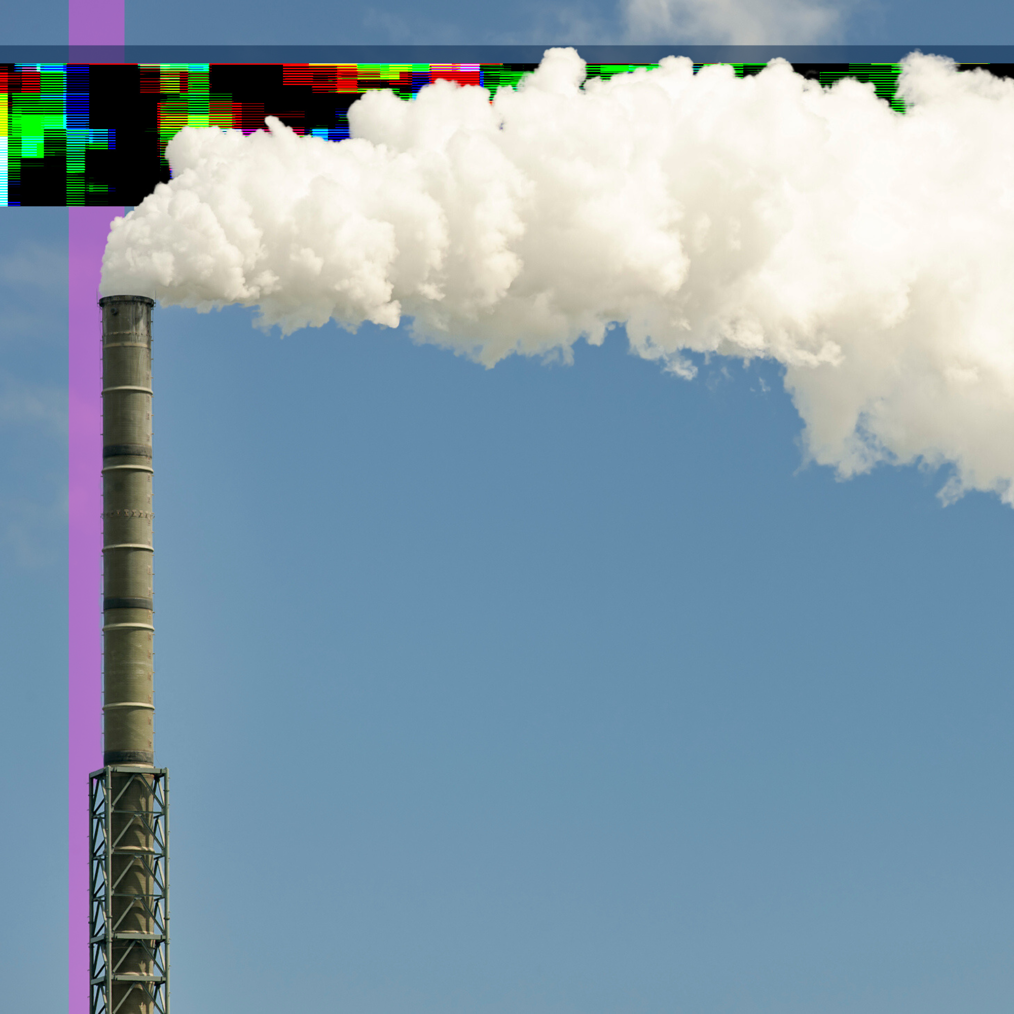 A billowing smoke stack