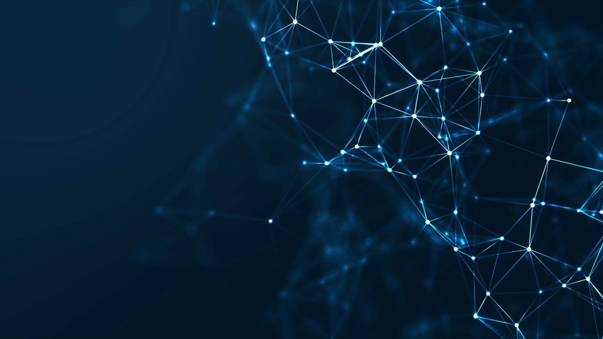 A concept image of AI, connections of white lines on a dark blue background