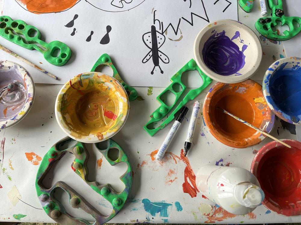 Image of children's painting table at Begbroke Science Wonder Day