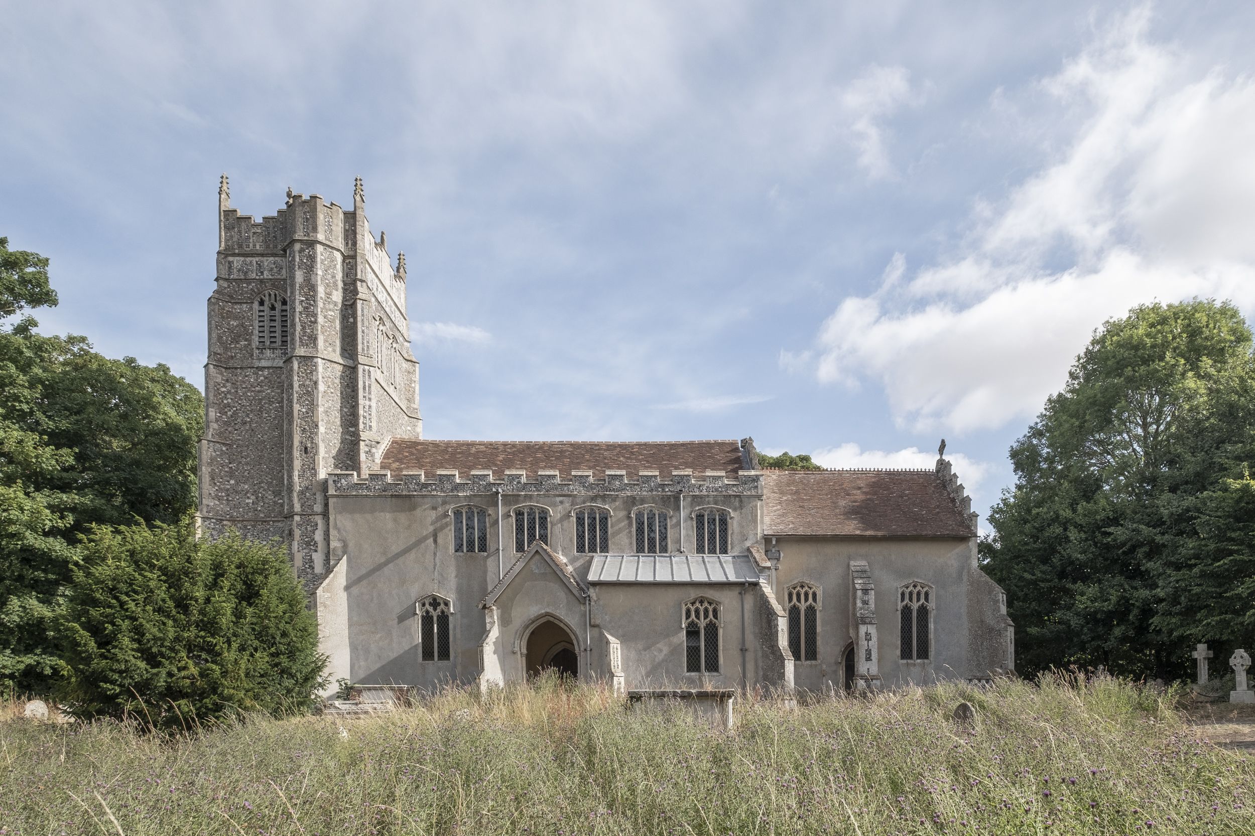 Exterior of Little Stonham Church.