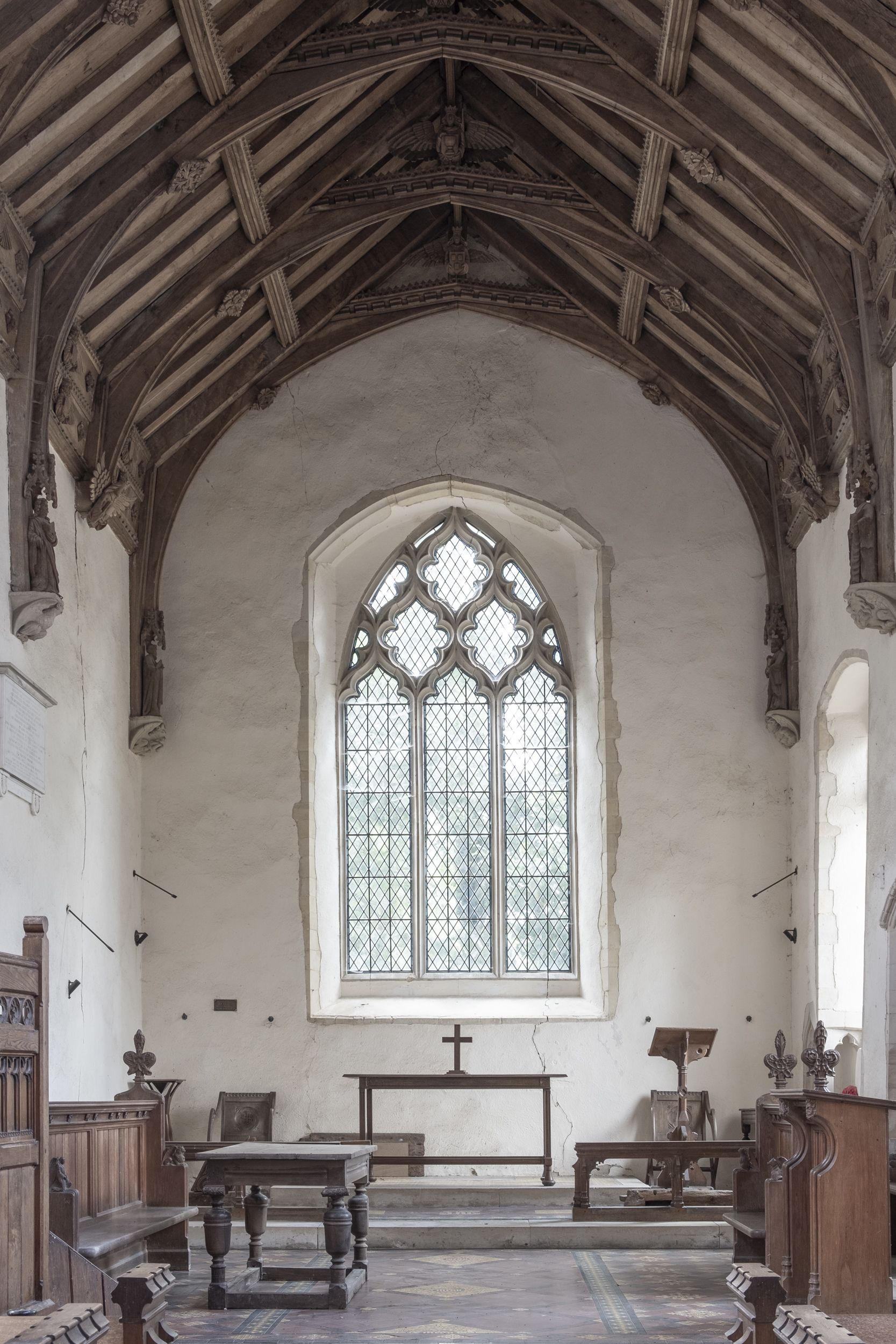 The altar in Little Stonham Church.