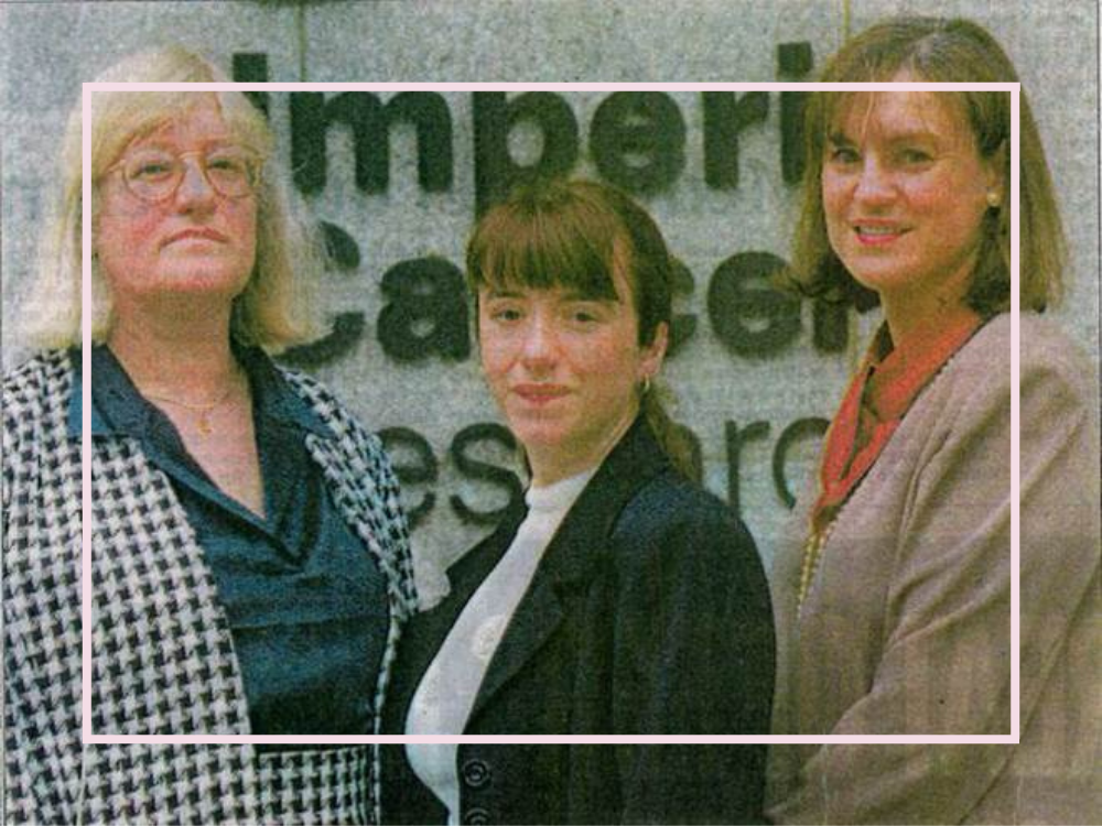 A newspaper photo of three women: Valerie Beral, Emily Banks and Julietta Patnick