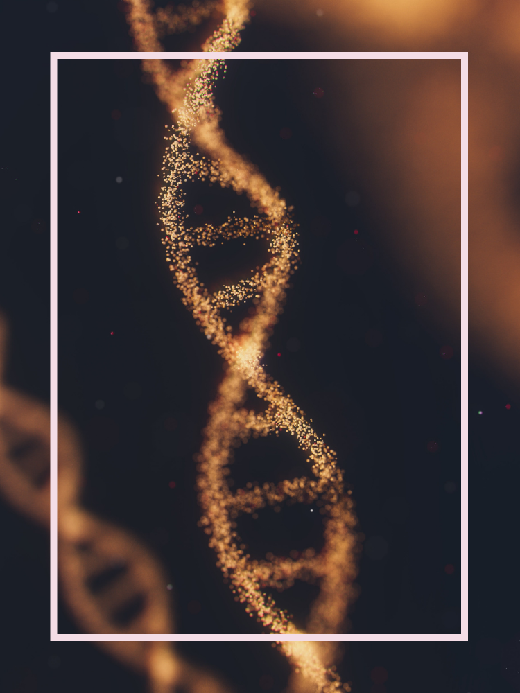 golden DNA helix against a dark background