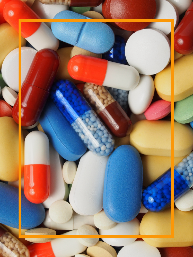 A selection of colourful pills