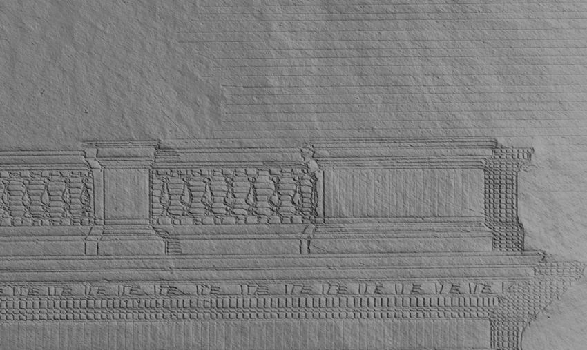 Close up of copperplate from the Bodleian showing 3D and colour information