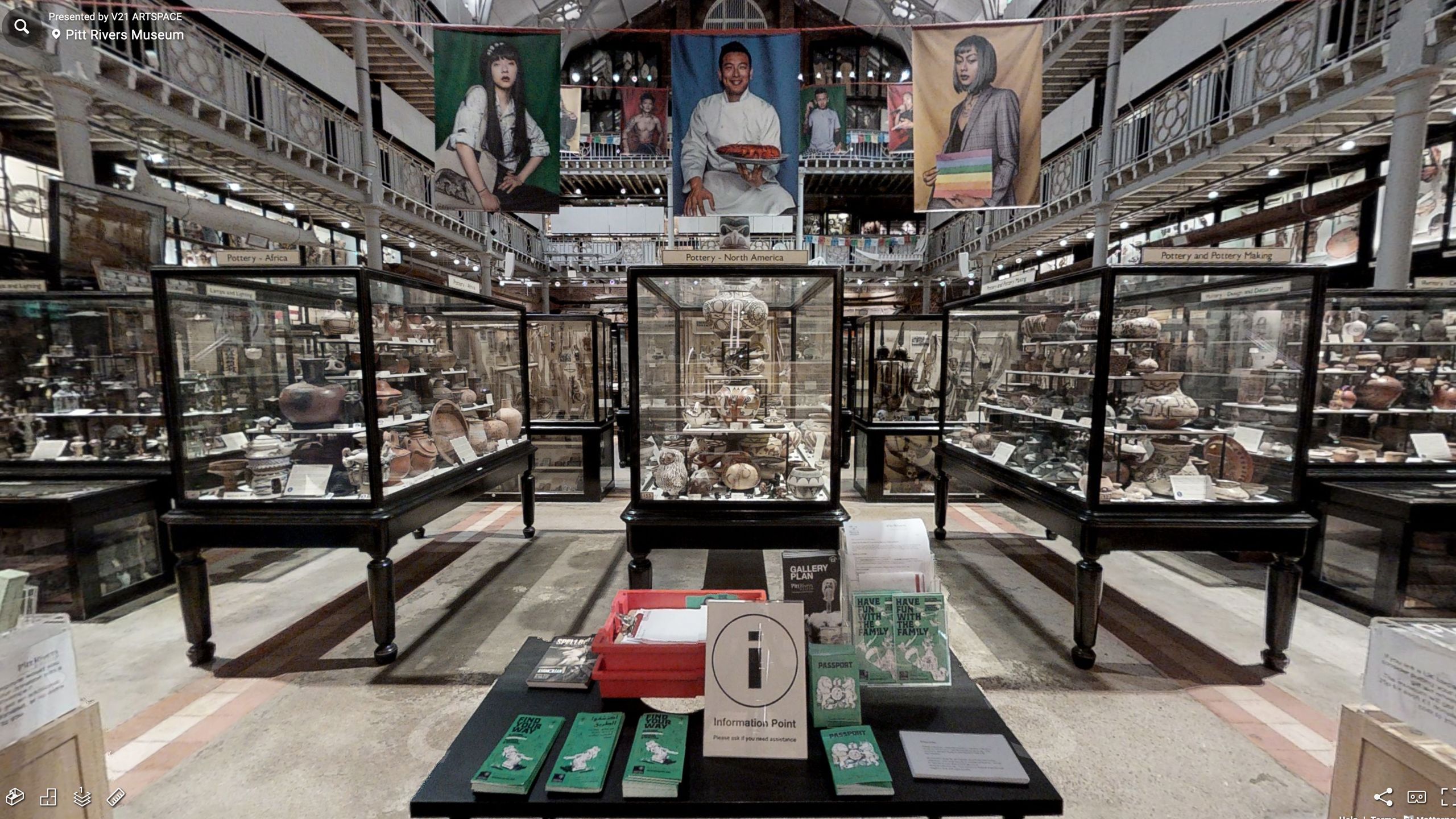 A view of display cabinets inside the Pitt Rivers Museum