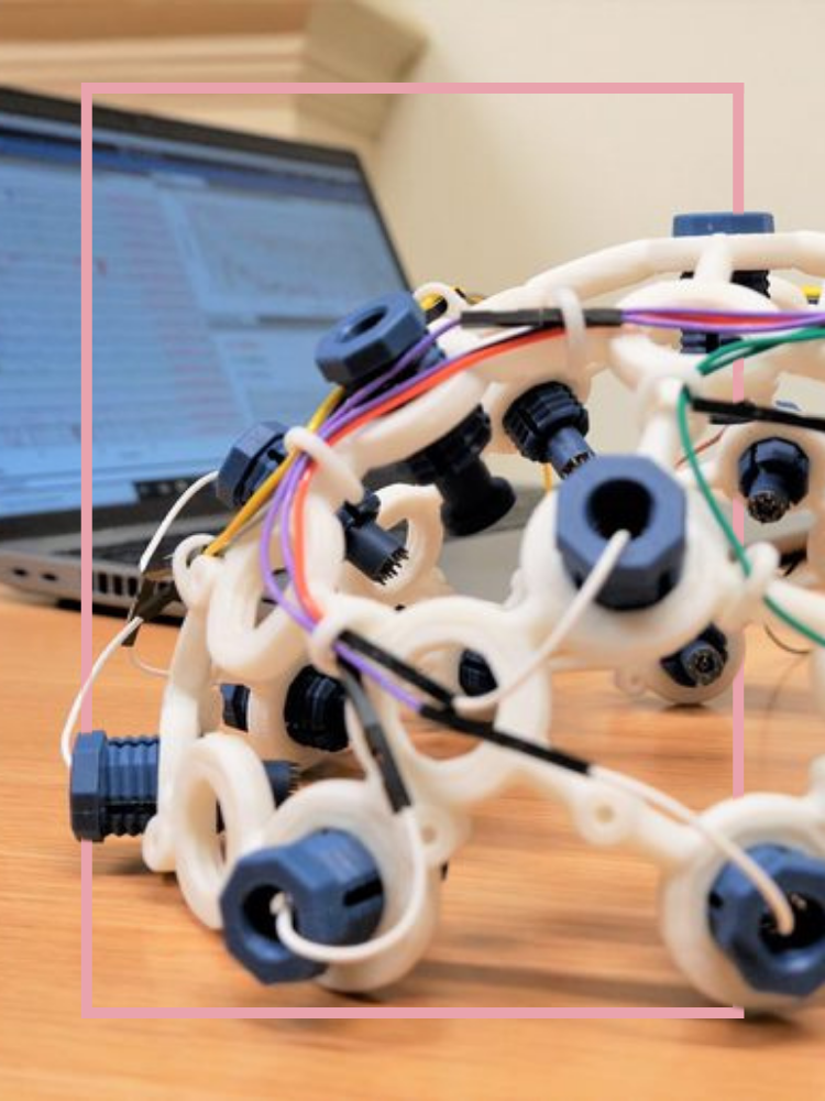 Close up of electroencephalogram (EEG) prototype