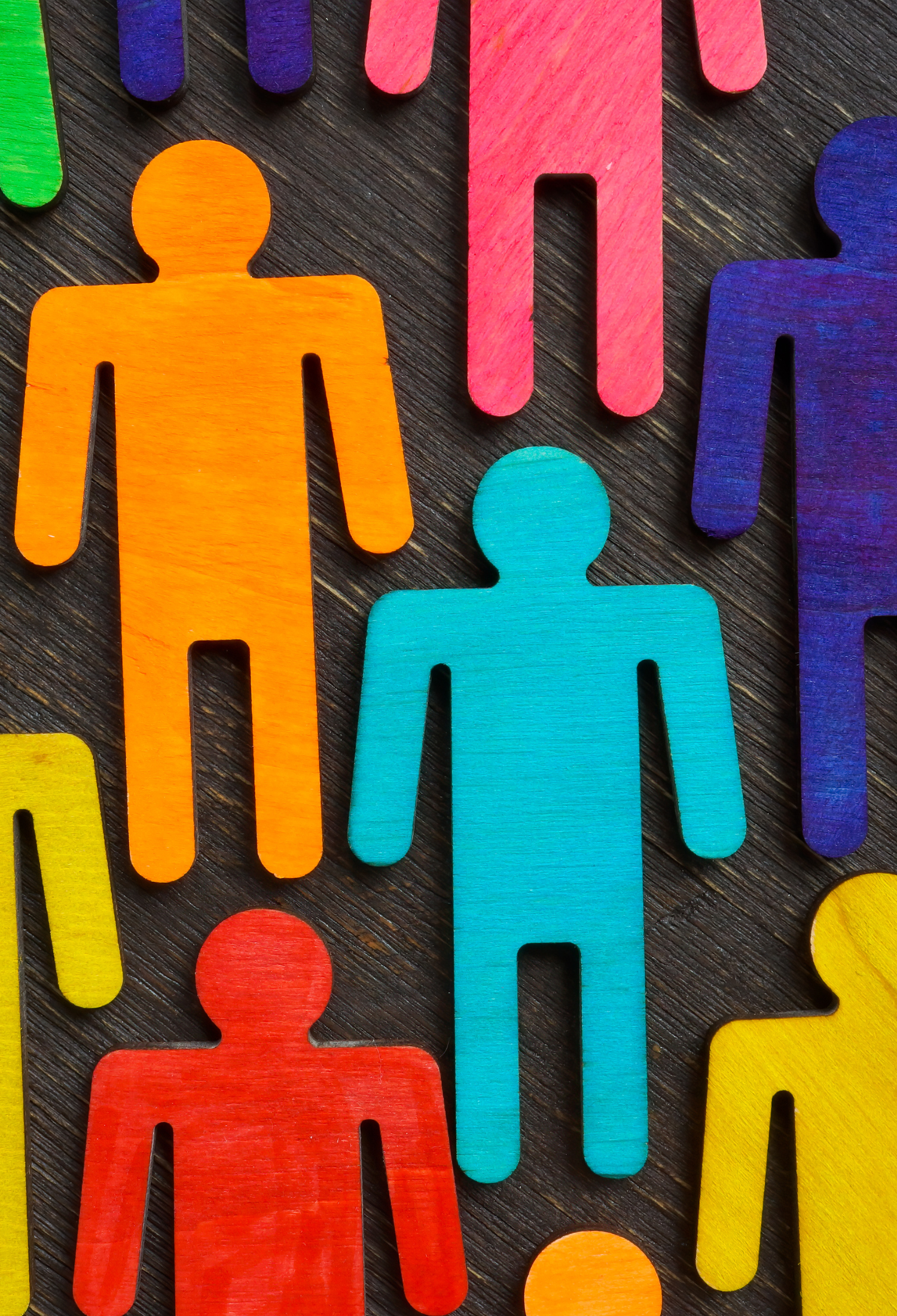 Paper people cutouts in various colours 