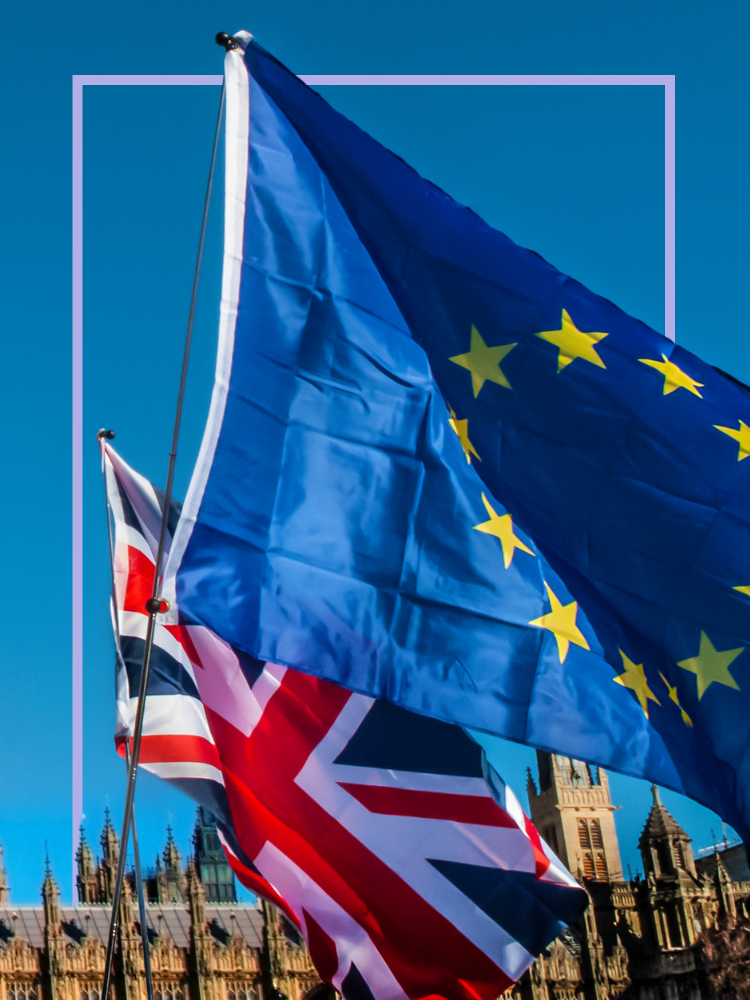 Union Jack and European Union flags