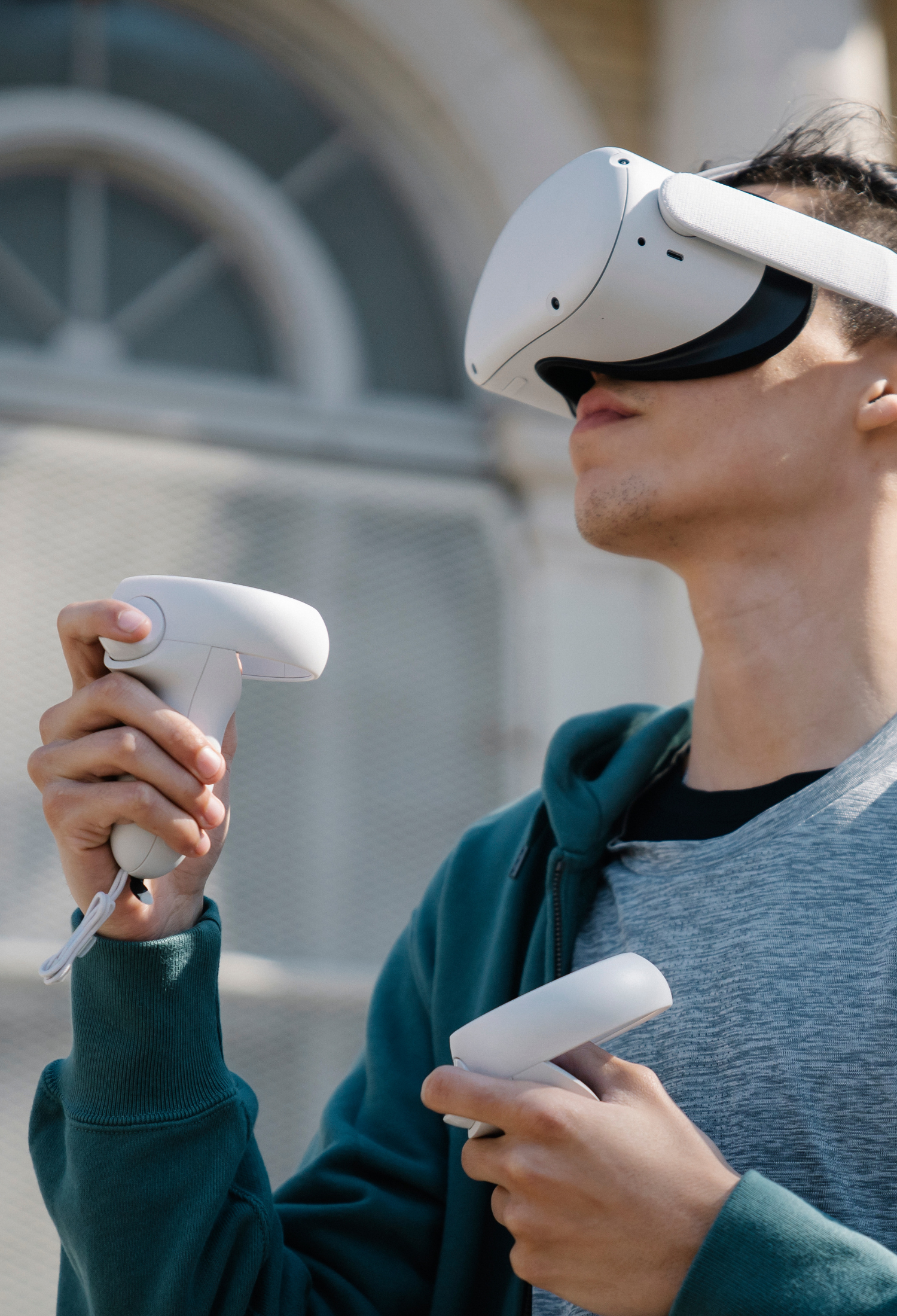 A man using a VR headset