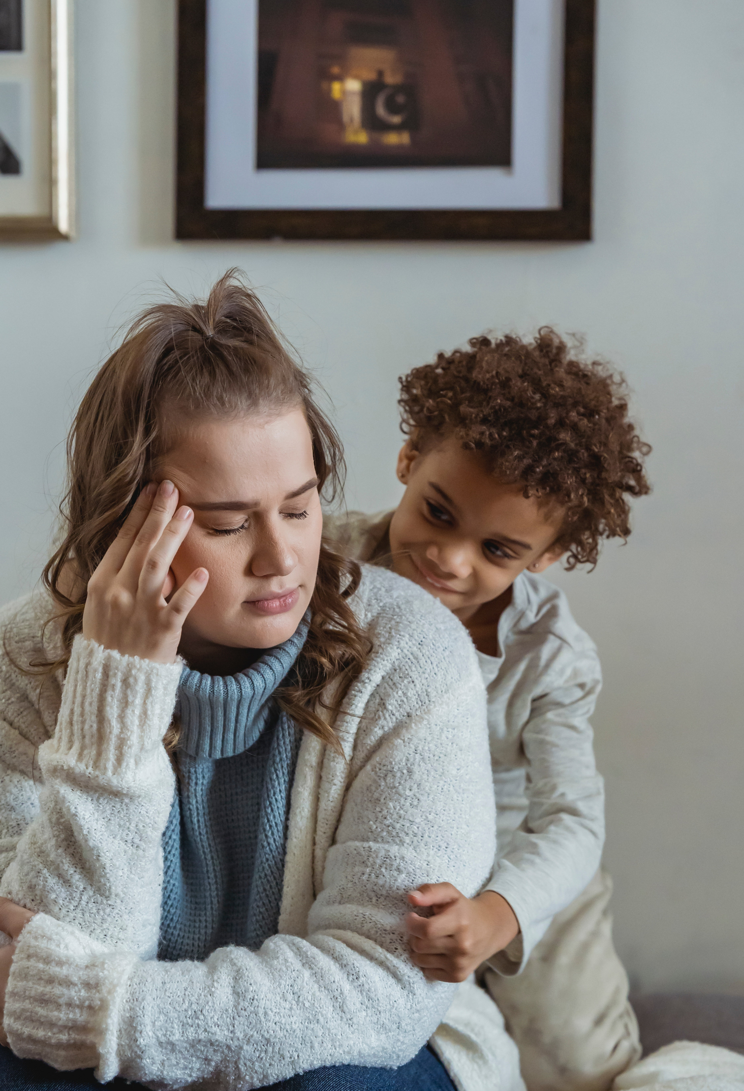 A woman and a young child
